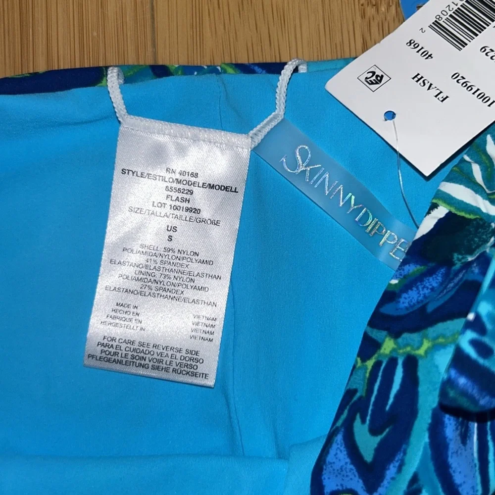 Skinny Dippers Blue MultiColored High Waisted Bikini Swim Suit Bottoms Small NWT